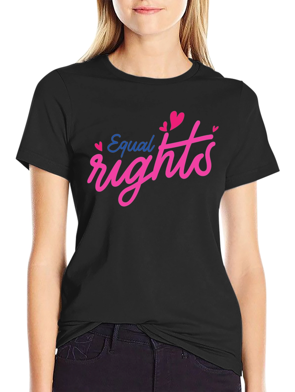 Equal Rights Heart Graphic Black T-Shirt