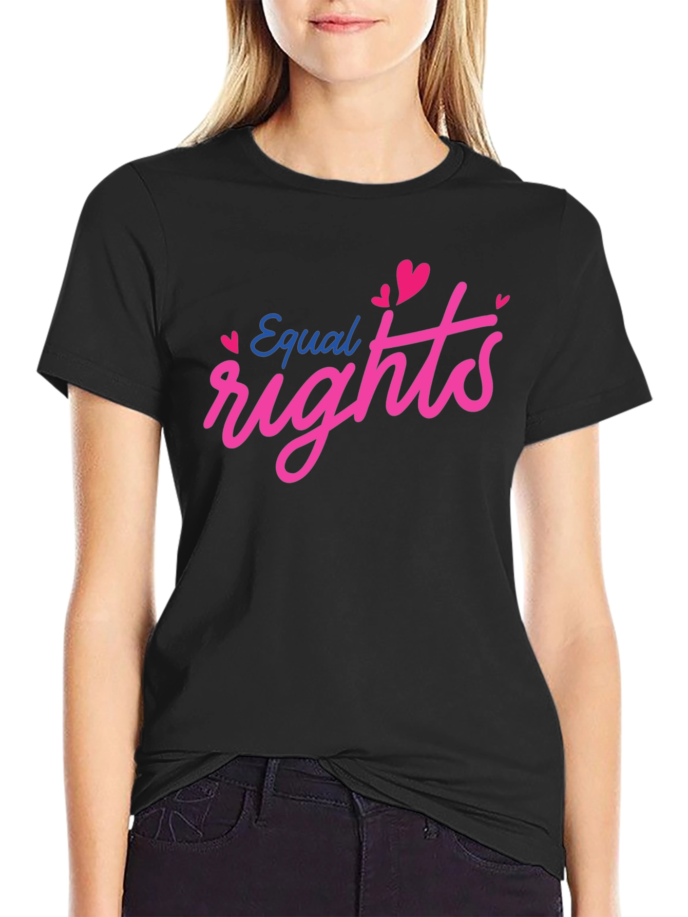 Equal Rights Heart Graphic Black T-Shirt