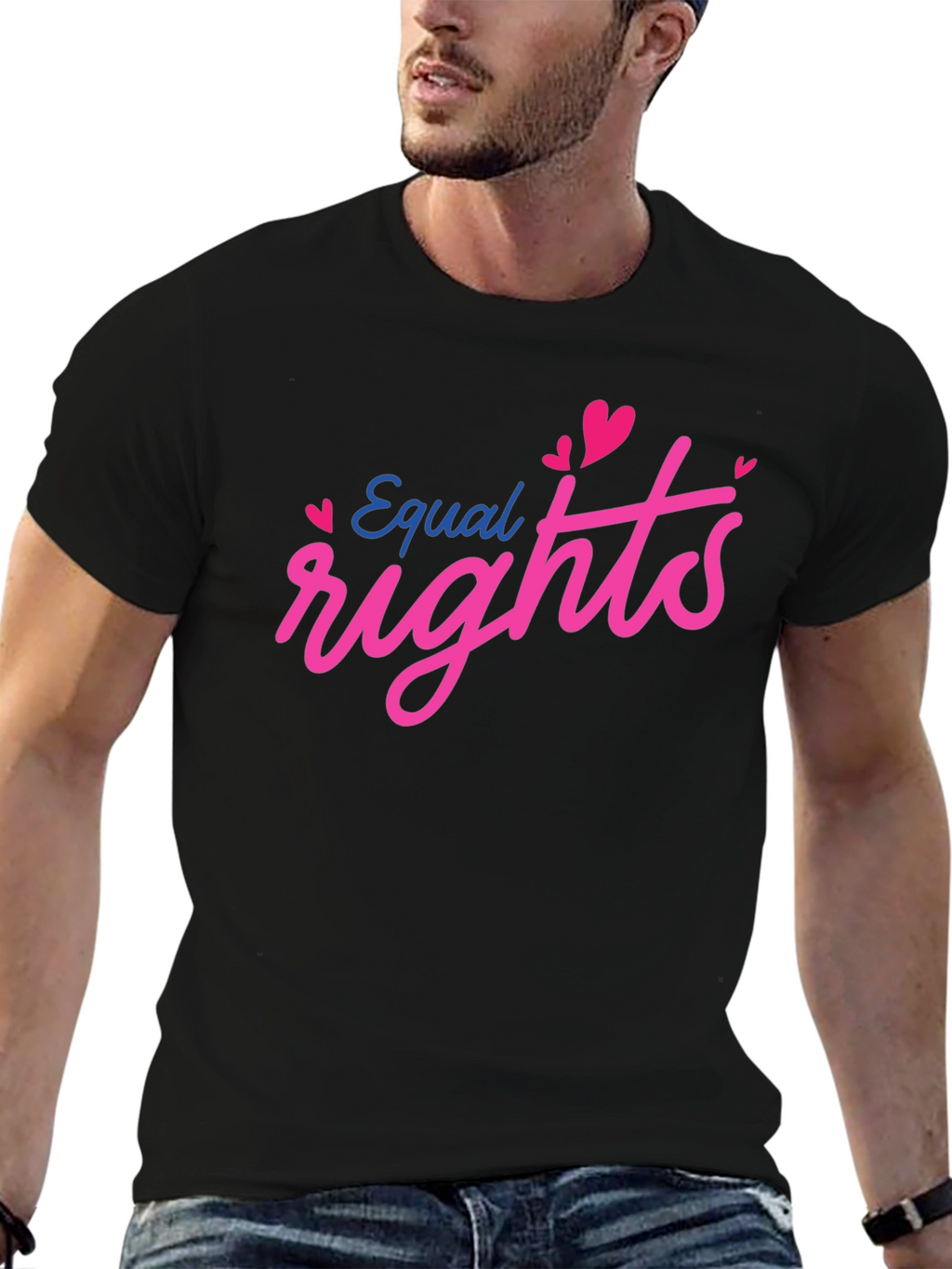 Equal Rights Heart Graphic Black T-Shirt