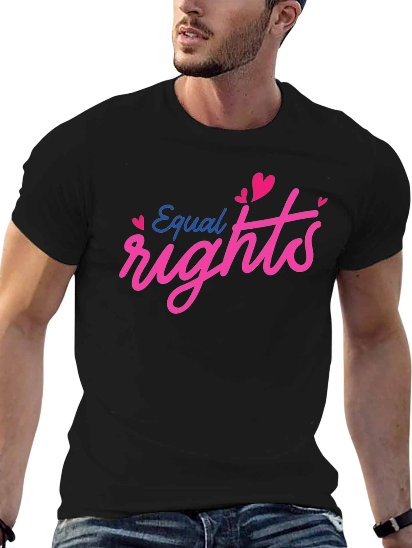 Equal Rights Heart Graphic Black T-Shirt
