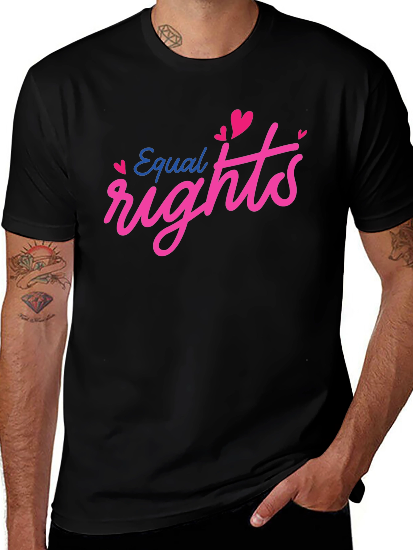Equal Rights Heart Graphic Black T-Shirt