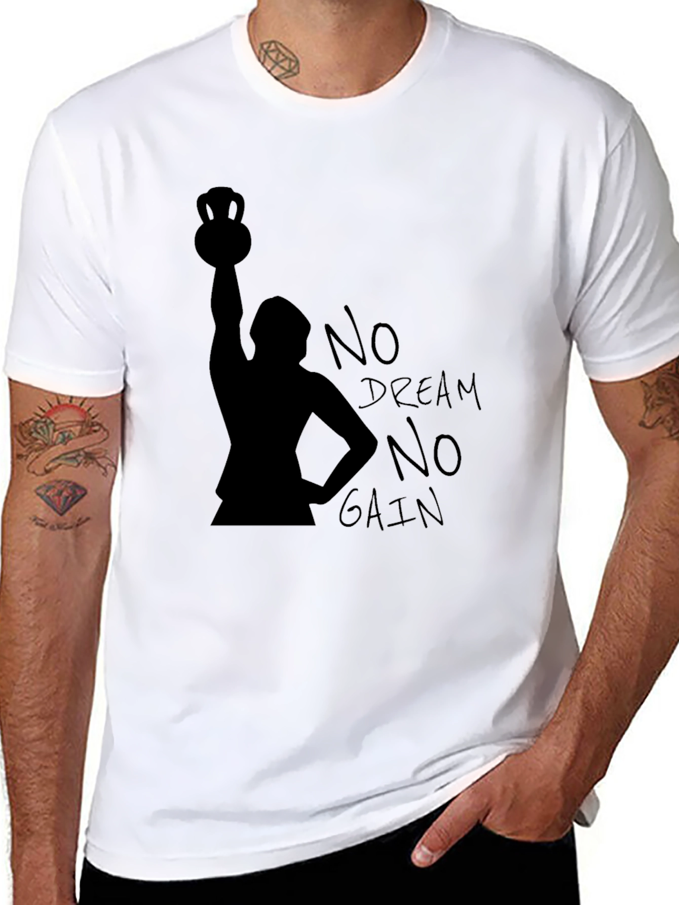 No Dream No Gain Black T-Shirt - Weightlifting Motivation