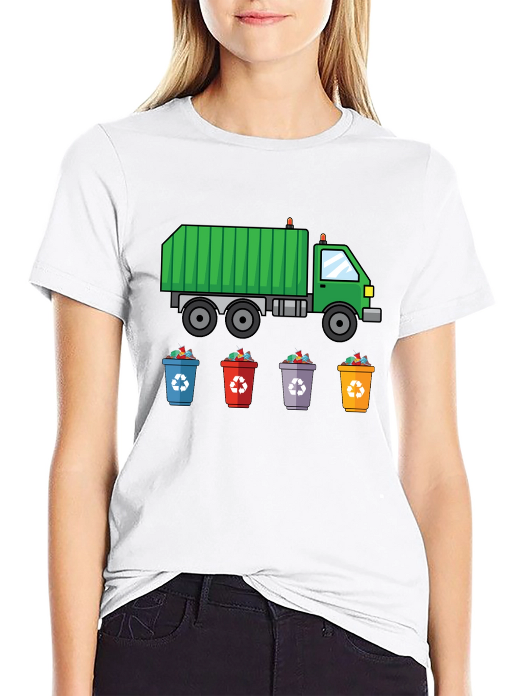 Garbage Truck & Recycling Bins Graphic T-Shirt