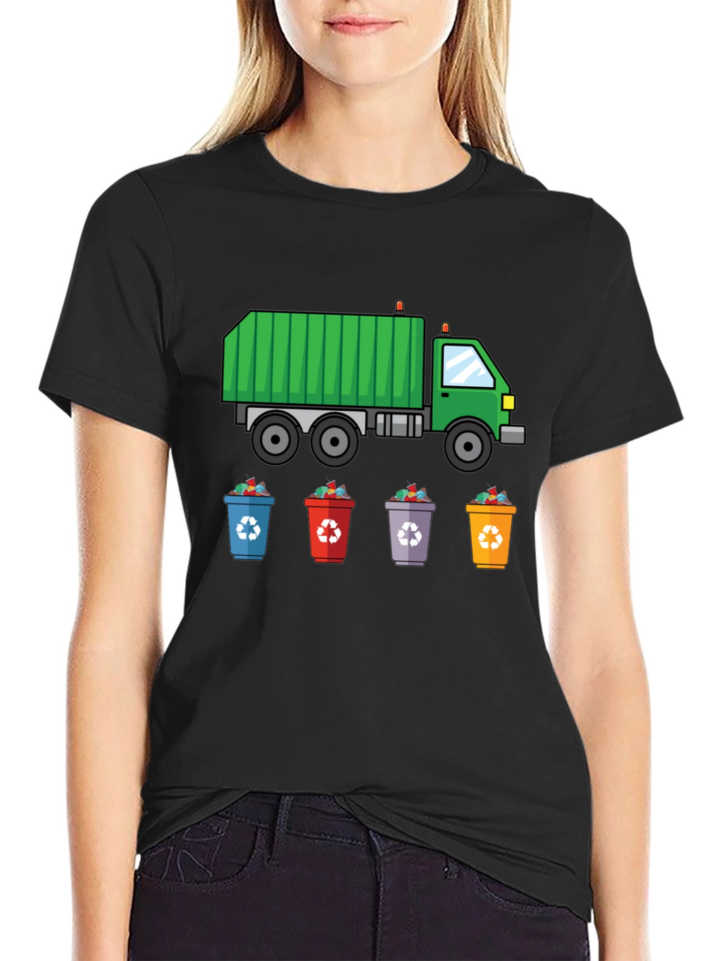 Garbage Truck & Recycling Bins Graphic T-Shirt