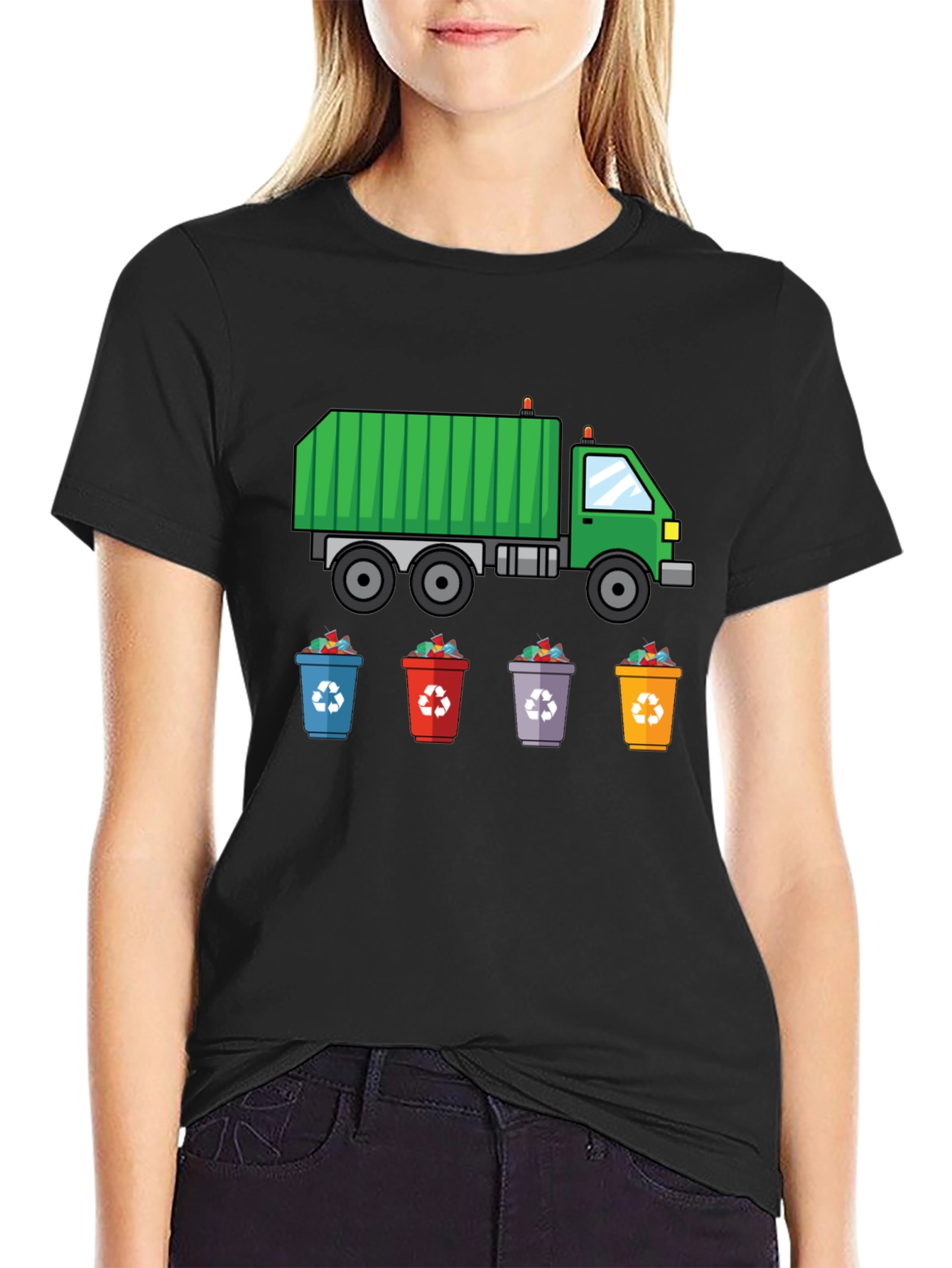 Garbage Truck & Recycling Bins Graphic T-Shirt