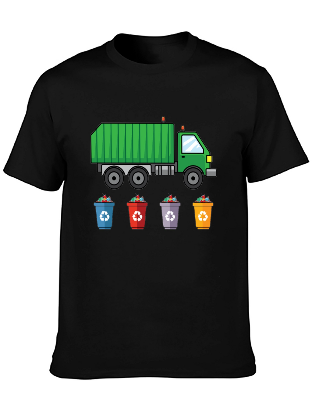 Garbage Truck & Recycling Bins Graphic T-Shirt
