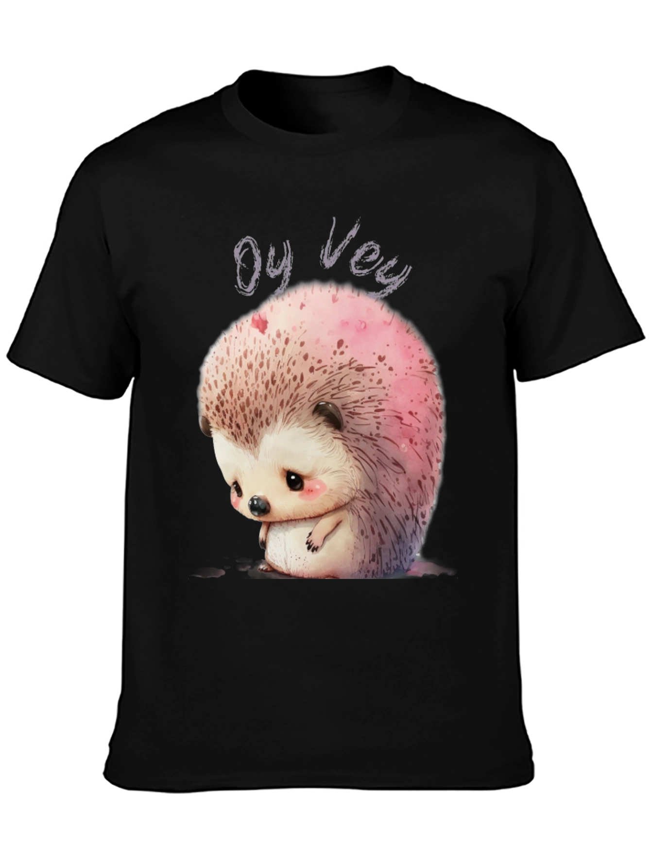 Oy Vey Sad Hedgehog Graphic Tee - Unisex Black T-Shirt