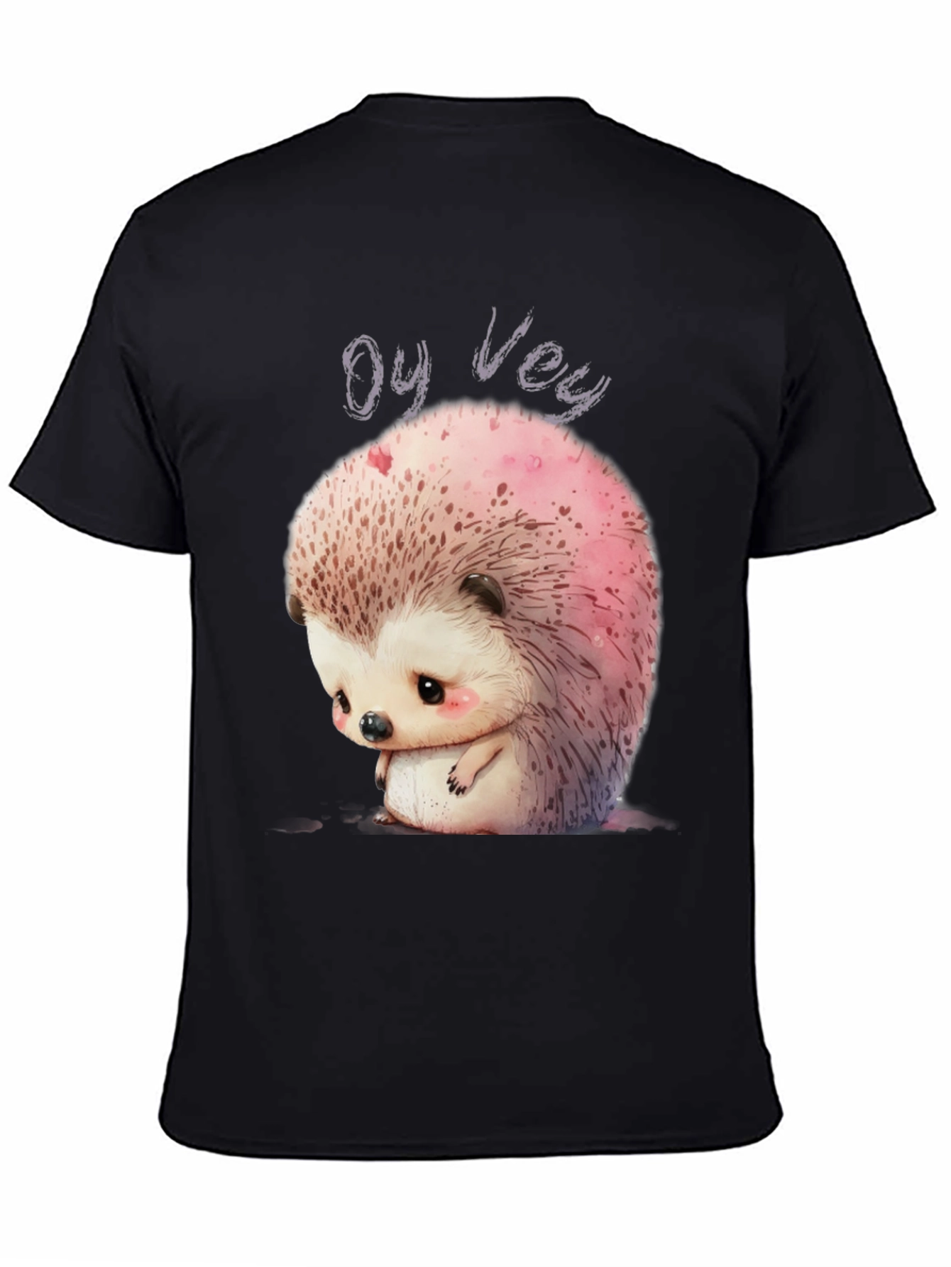 Oy Vey Sad Hedgehog Graphic Tee - Unisex Black T-Shirt