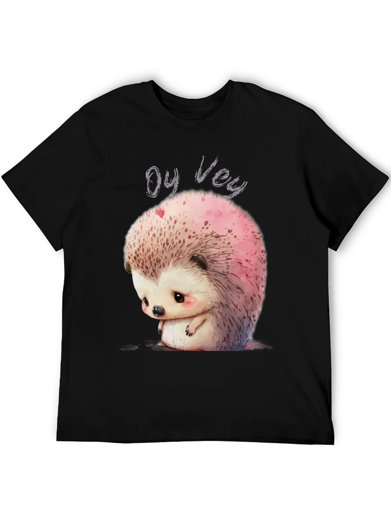 Oy Vey Sad Hedgehog Graphic Tee - Unisex Black T-Shirt