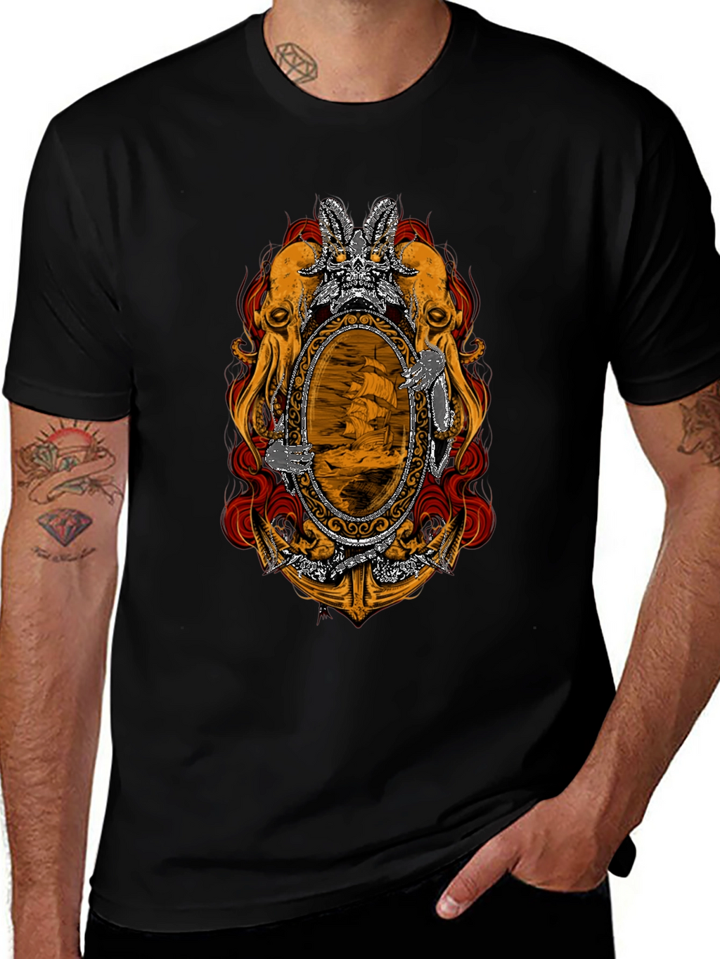 Nautical Octopus Mirror Graphic Tee
