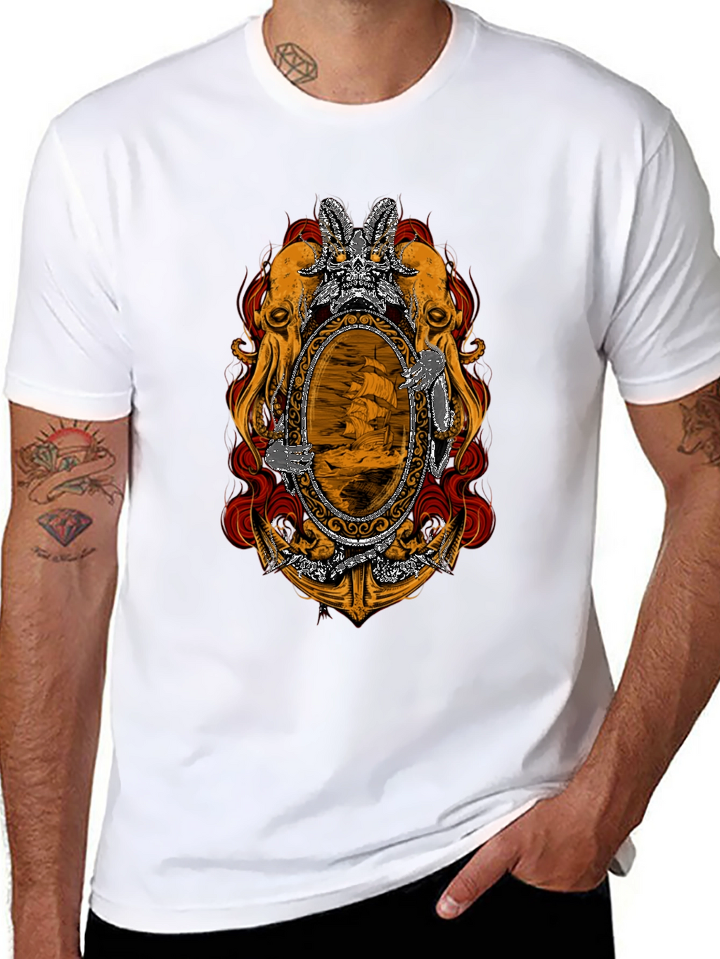 Nautical Octopus Mirror Graphic Tee