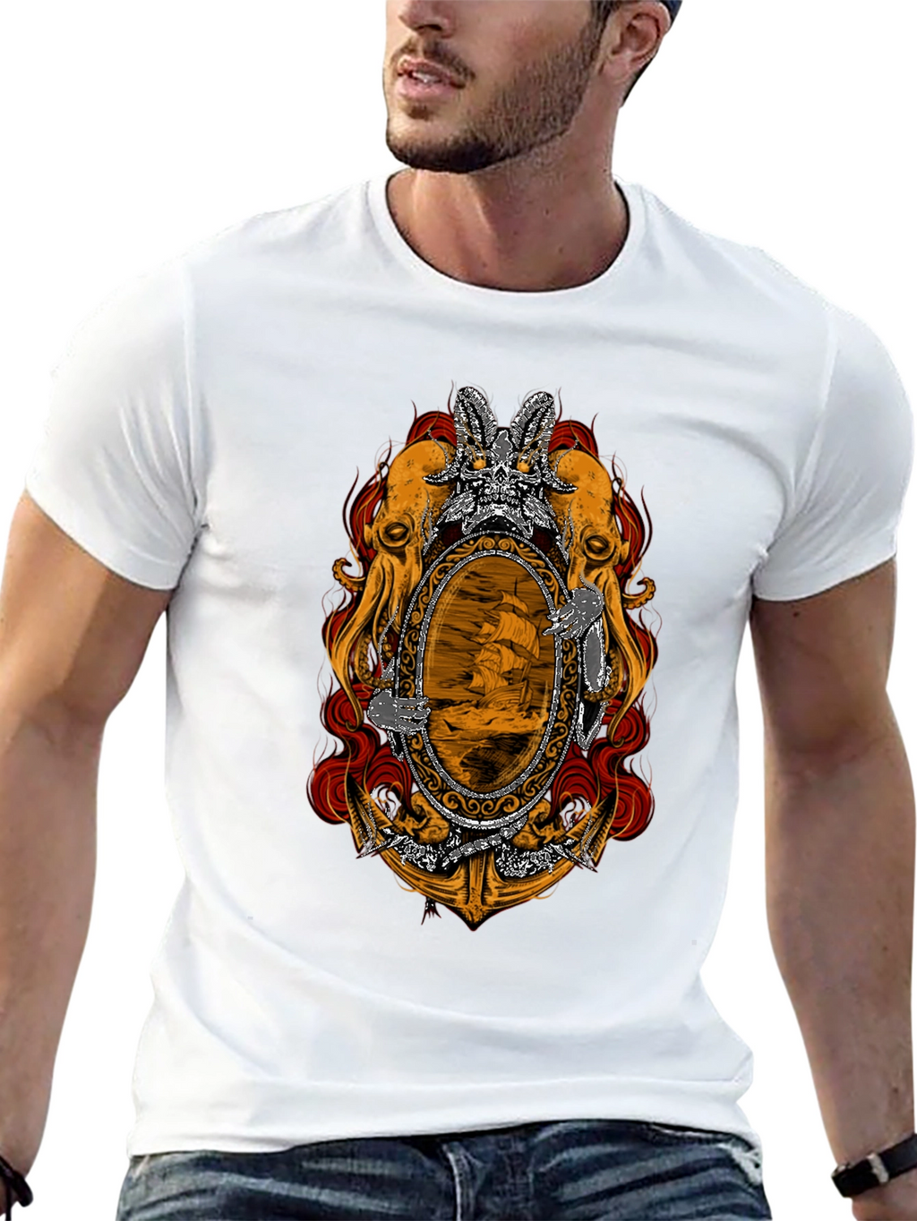 Nautical Octopus Mirror Graphic Tee