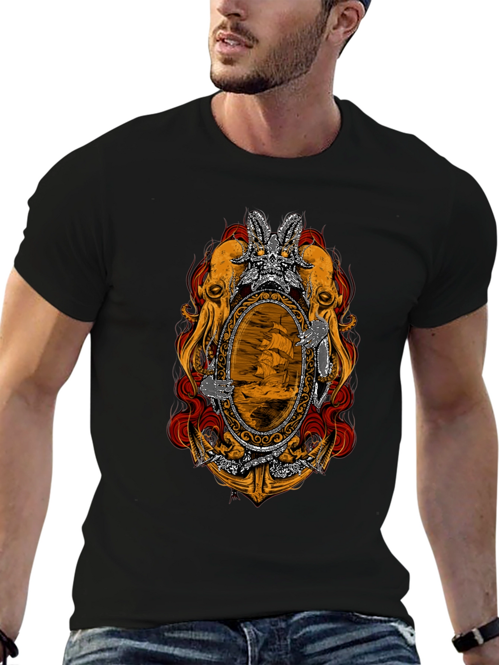 Nautical Octopus Mirror Graphic Tee