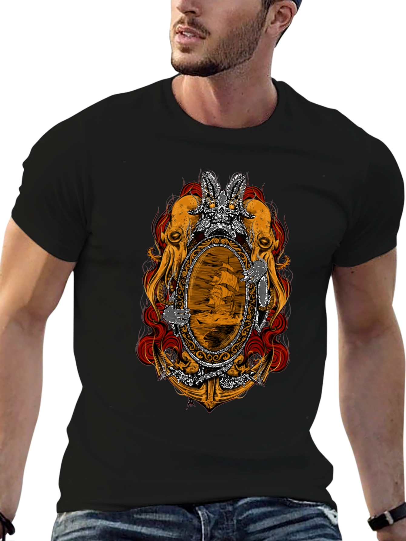 Nautical Octopus Mirror Graphic Tee
