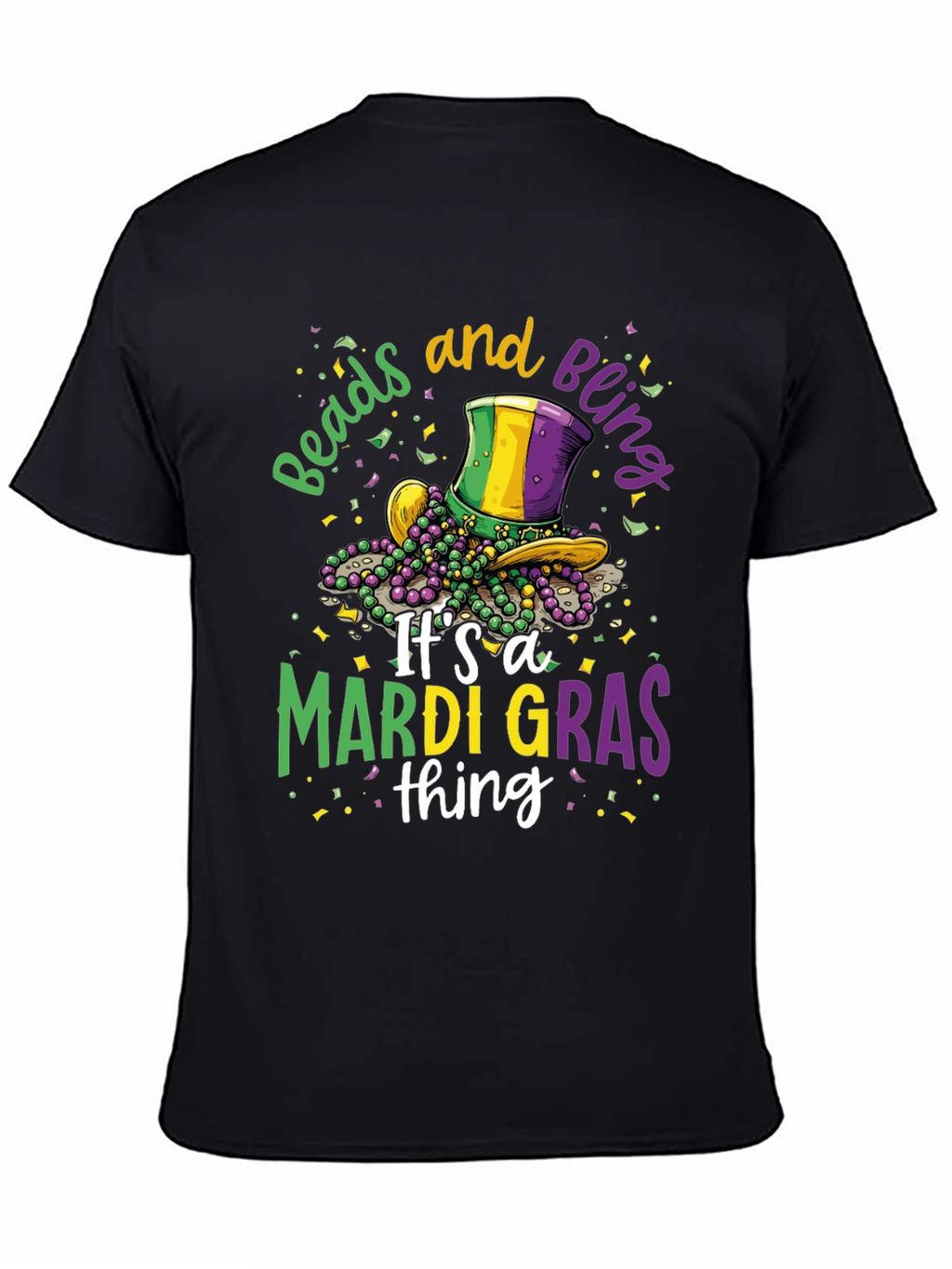Mardi Gras Beads & Bling Graphic Tee