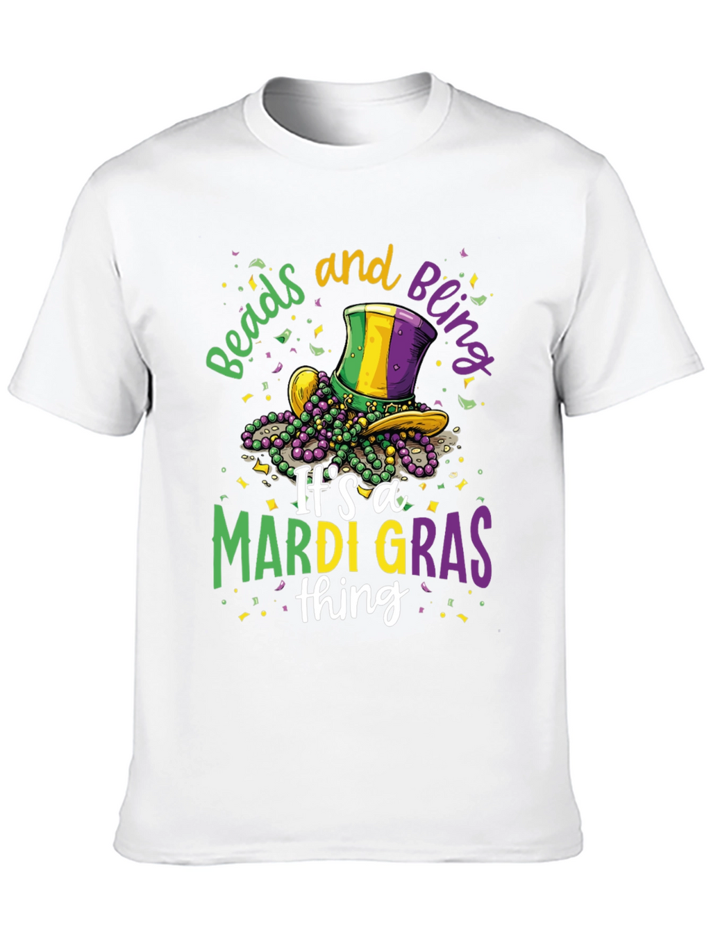 Mardi Gras Beads & Bling Graphic Tee