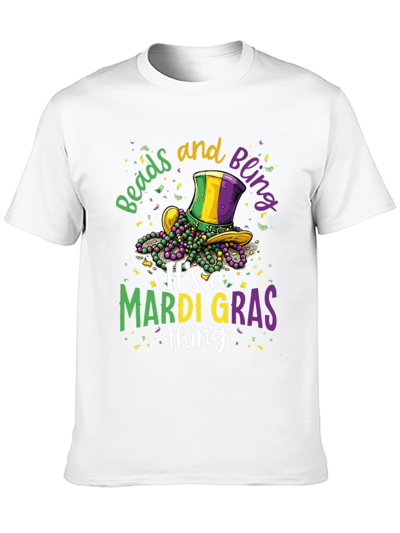 Mardi Gras Beads & Bling Graphic Tee