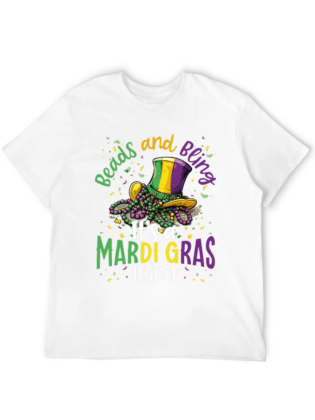 Mardi Gras Beads & Bling Graphic Tee