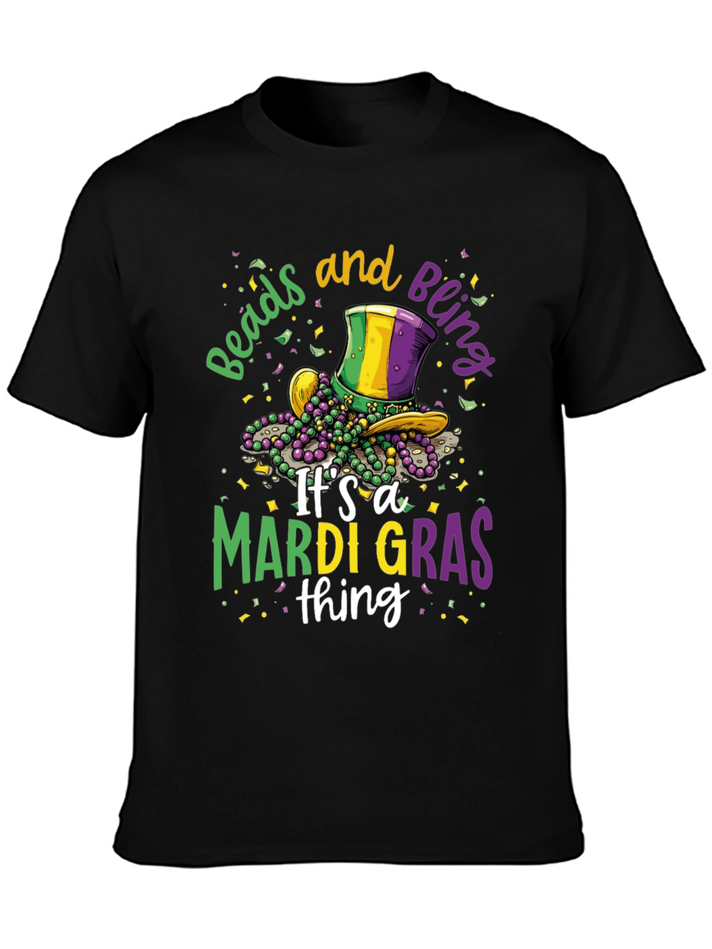 Mardi Gras Beads & Bling Graphic Tee