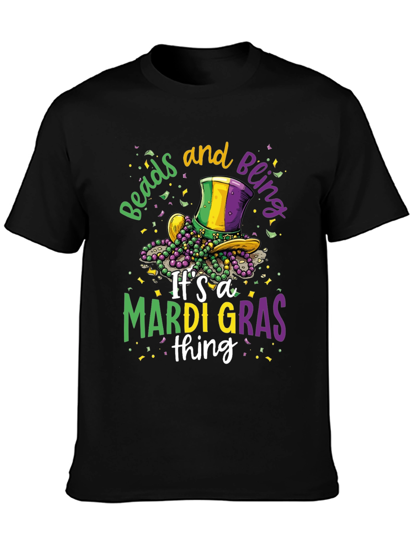 Mardi Gras Beads & Bling Graphic Tee