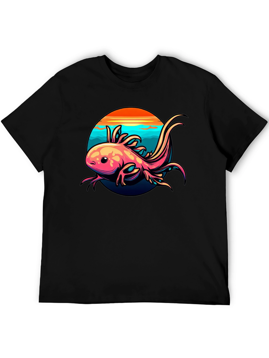 Axolotl Sunset Graphic Tee - Black