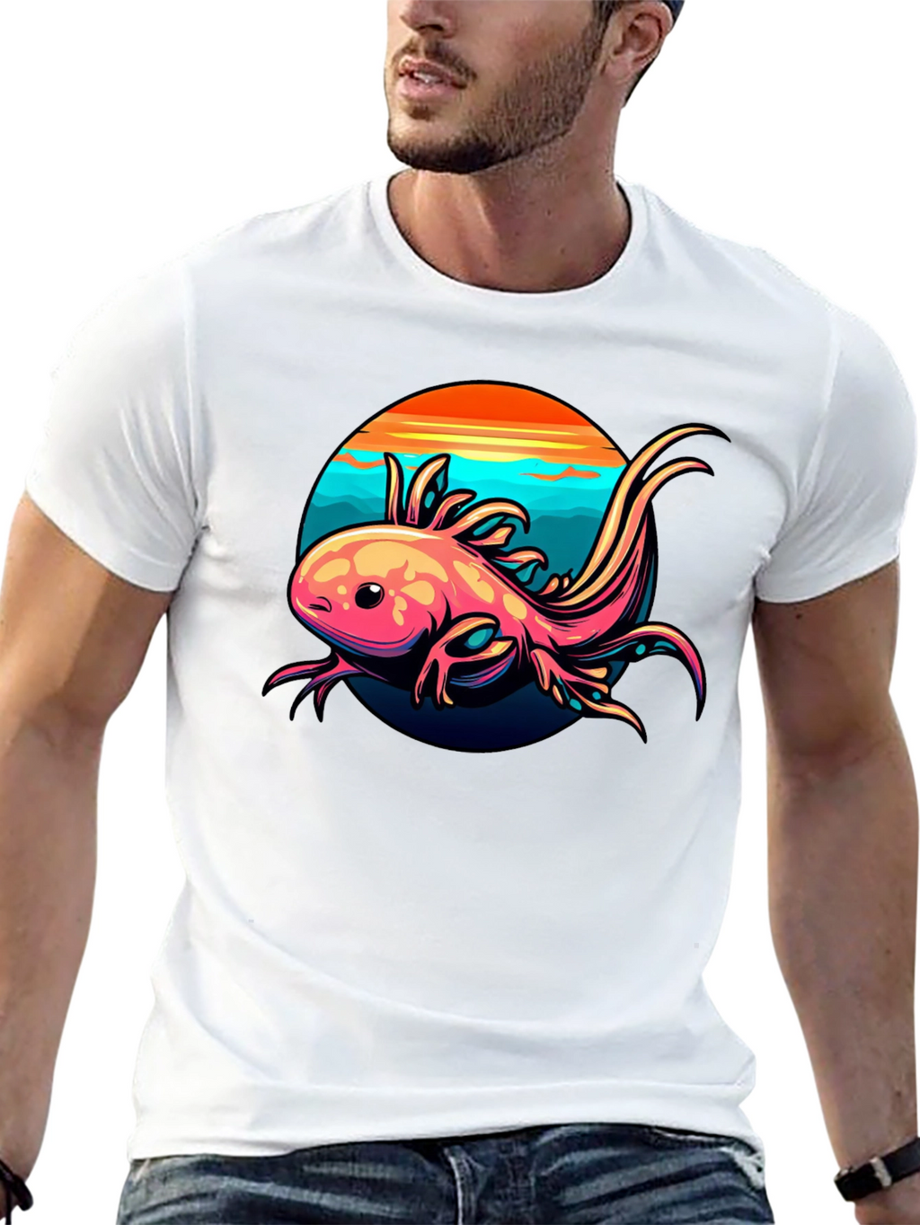 Axolotl Sunset Graphic Tee - Black
