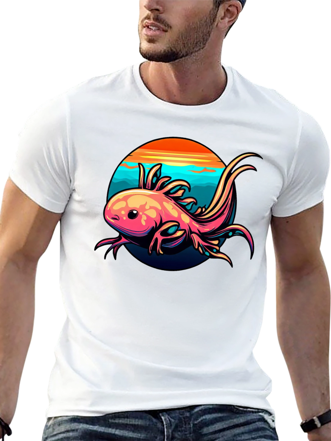 Axolotl Sunset Graphic Tee - Black
