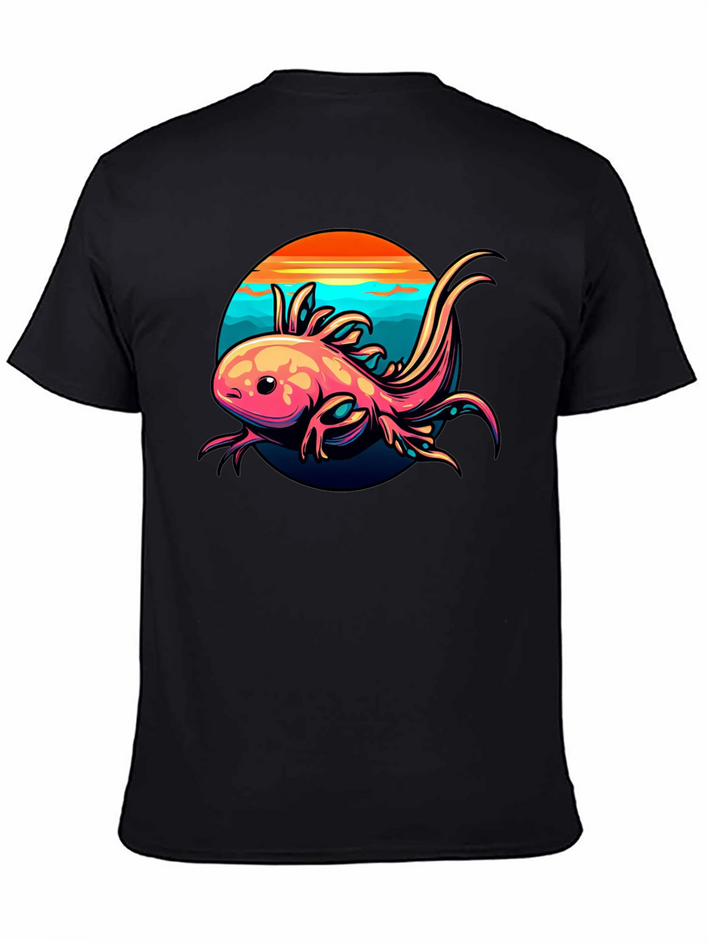 Axolotl Sunset Graphic Tee - Black