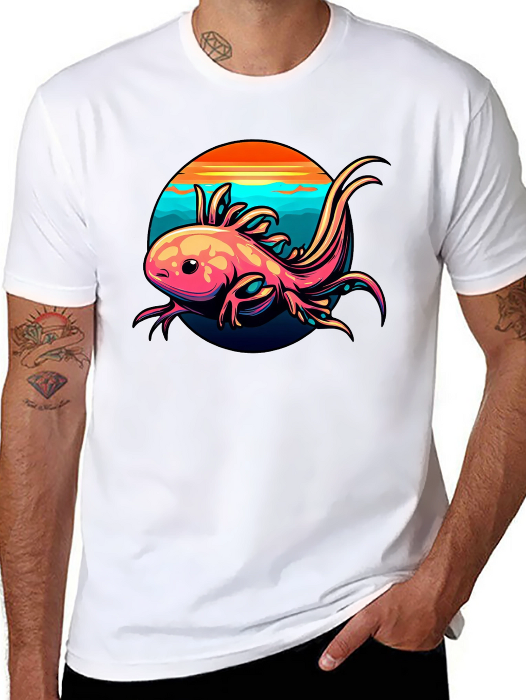 Axolotl Sunset Graphic Tee - Black