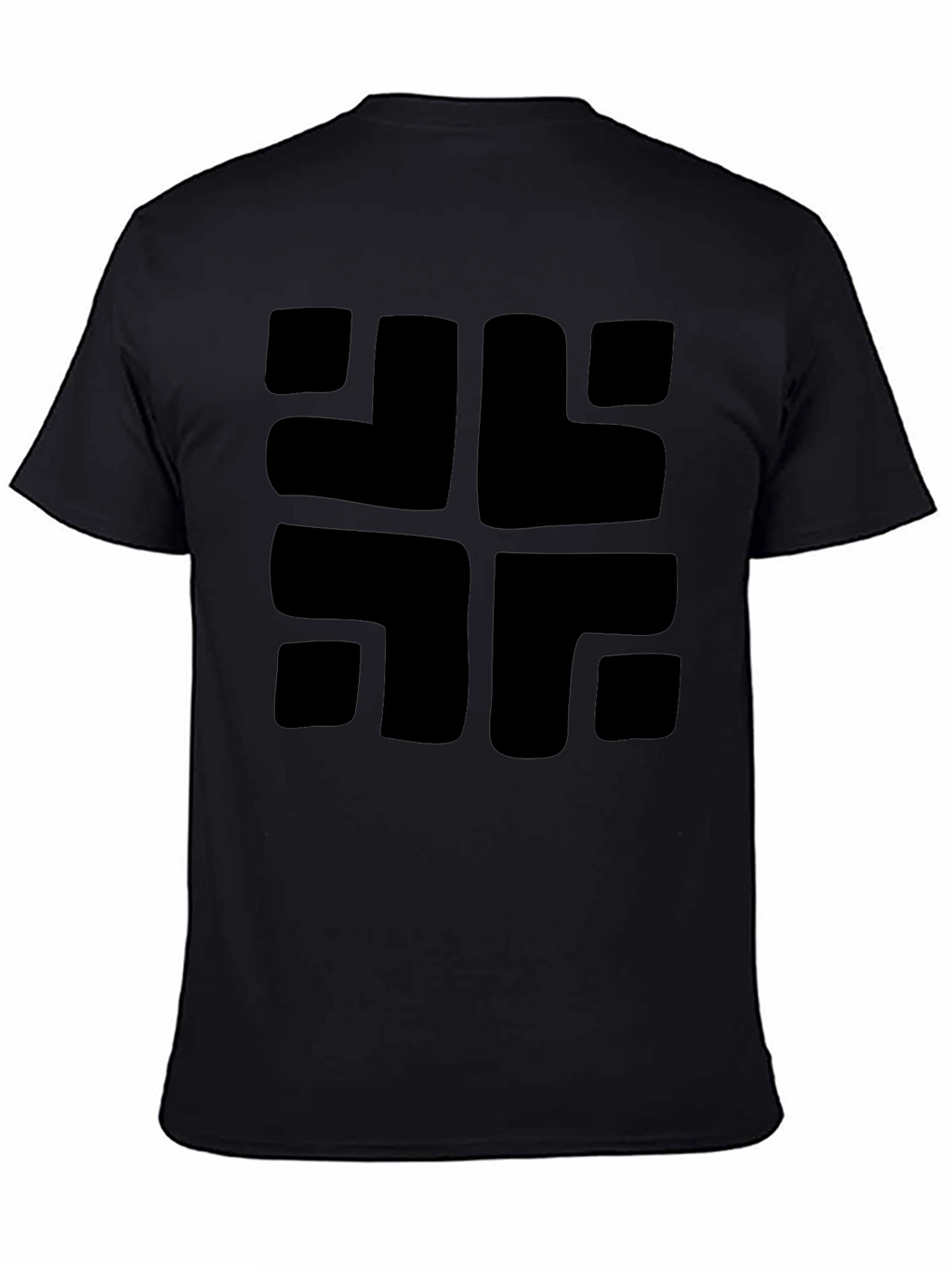 Modern Geometric Black Graphic Tee - Casual Cotton Shirt