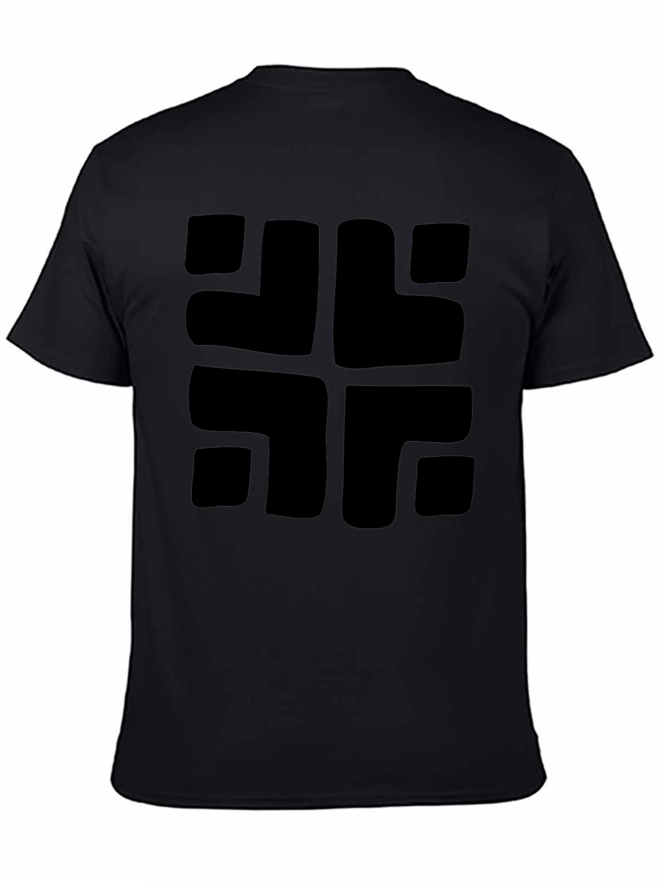 Modern Geometric Black Graphic Tee - Casual Cotton Shirt