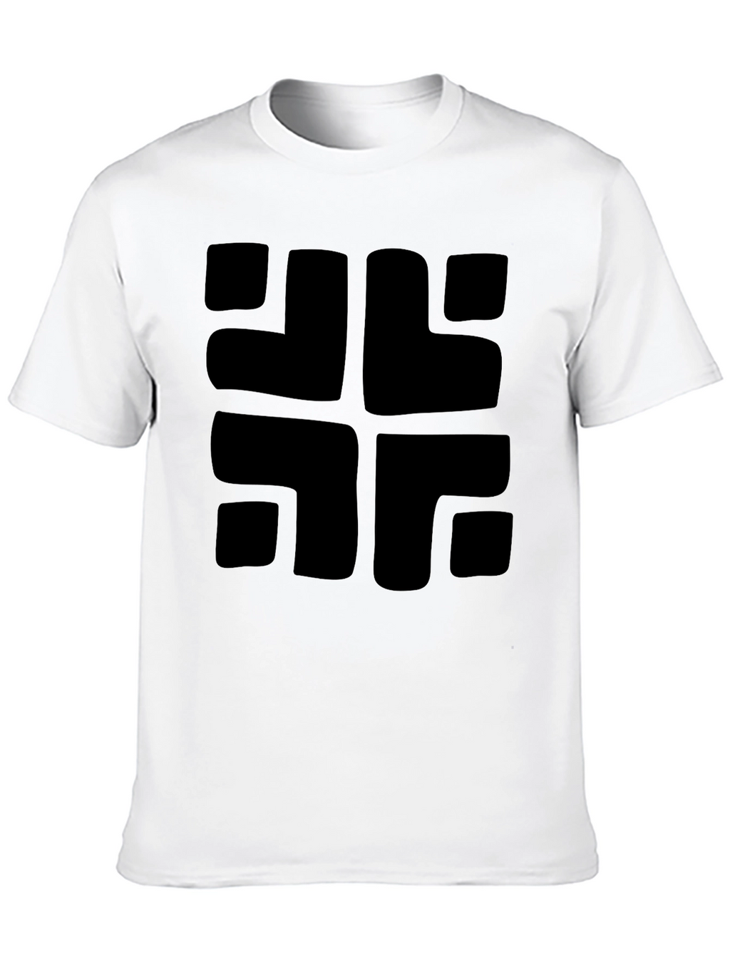 Modern Geometric Black Graphic Tee - Casual Cotton Shirt