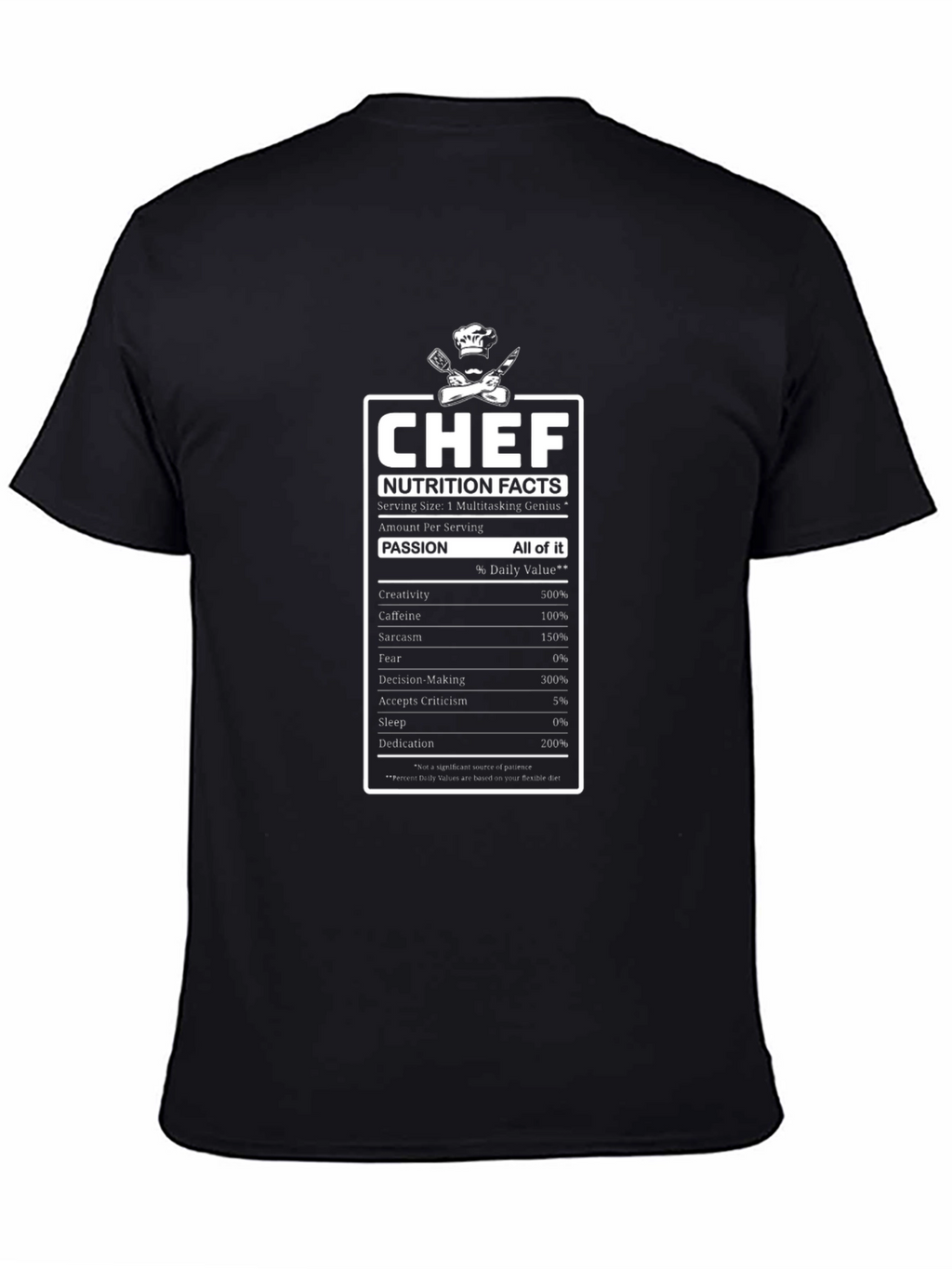 Chef Nutrition Facts Black T-Shirt