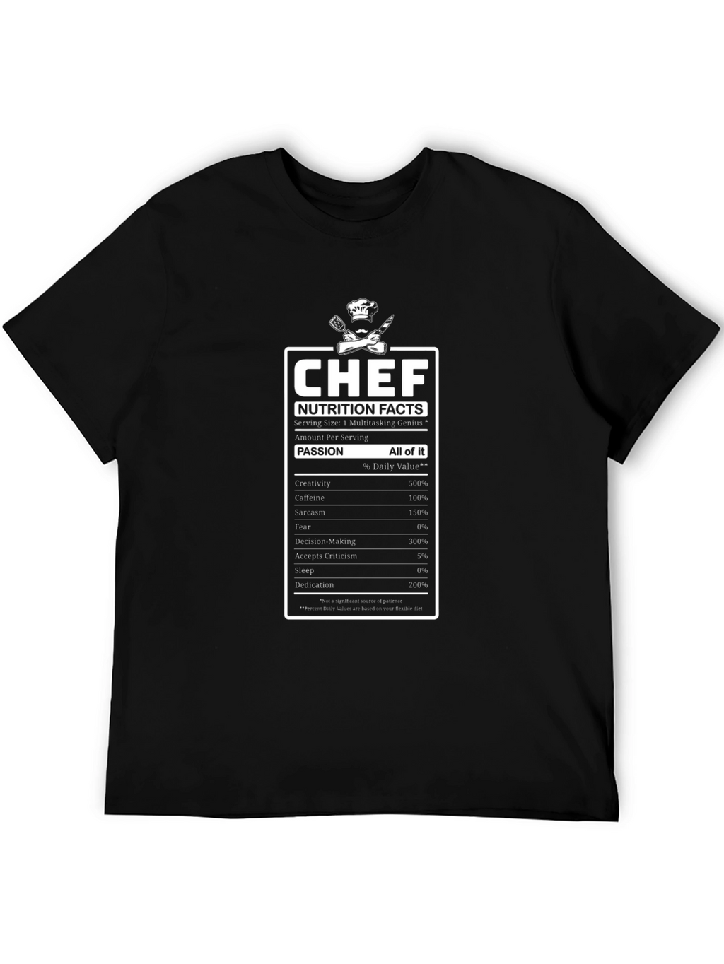 Chef Nutrition Facts Black T-Shirt