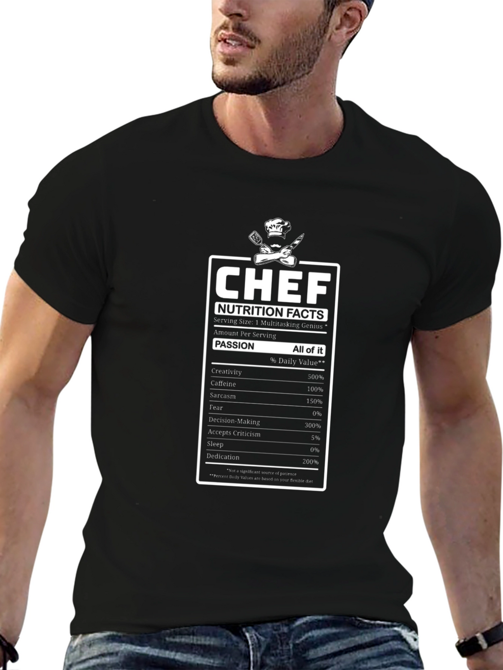 Chef Nutrition Facts Black T-Shirt