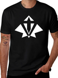 Black T-Shirt with White Abstract Graphic Print