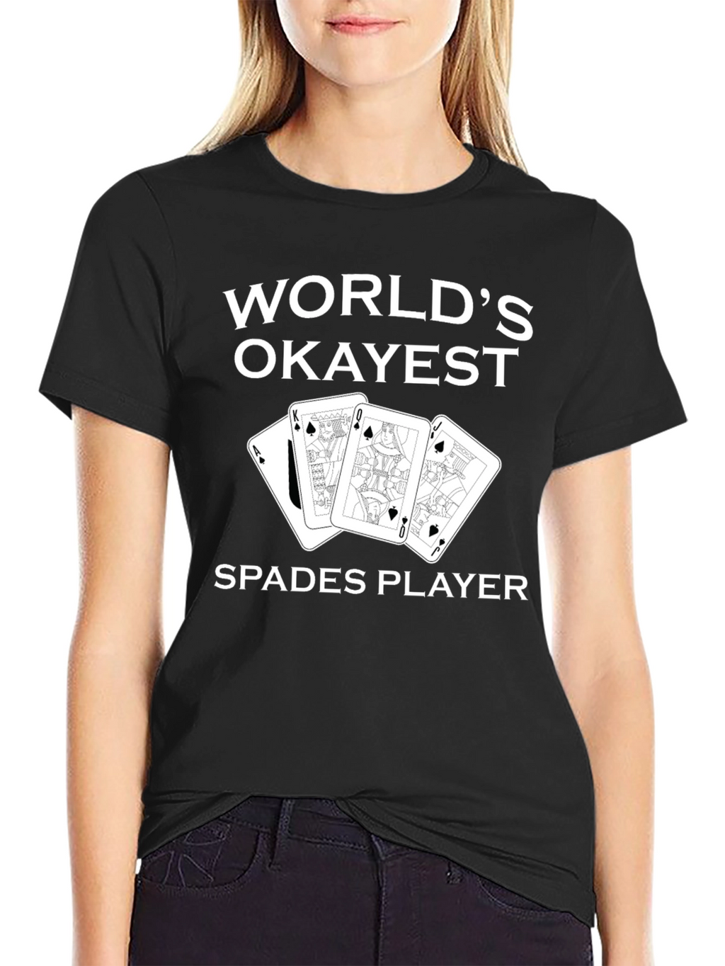 Worlds Okayest Spades Player Black Graphic Tee