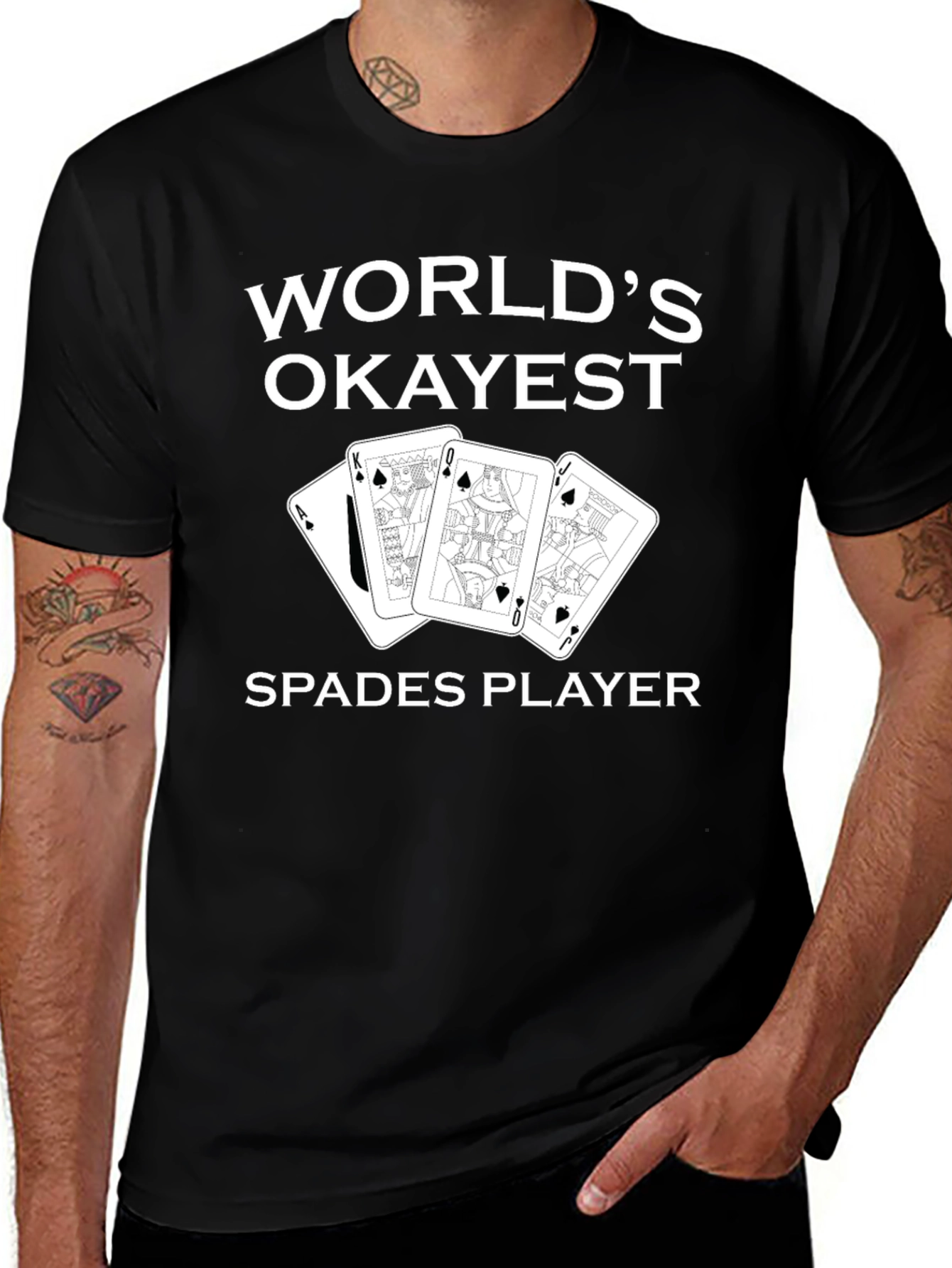 Worlds Okayest Spades Player Black Graphic Tee