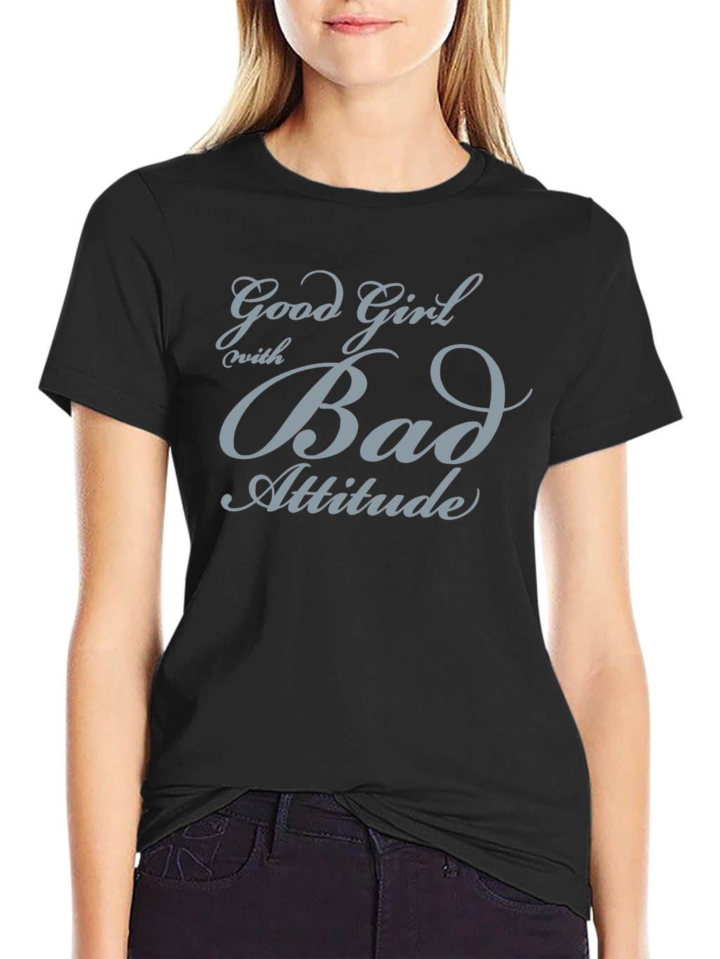 Good Girl Bad Attitude Black Graphic T-Shirt
