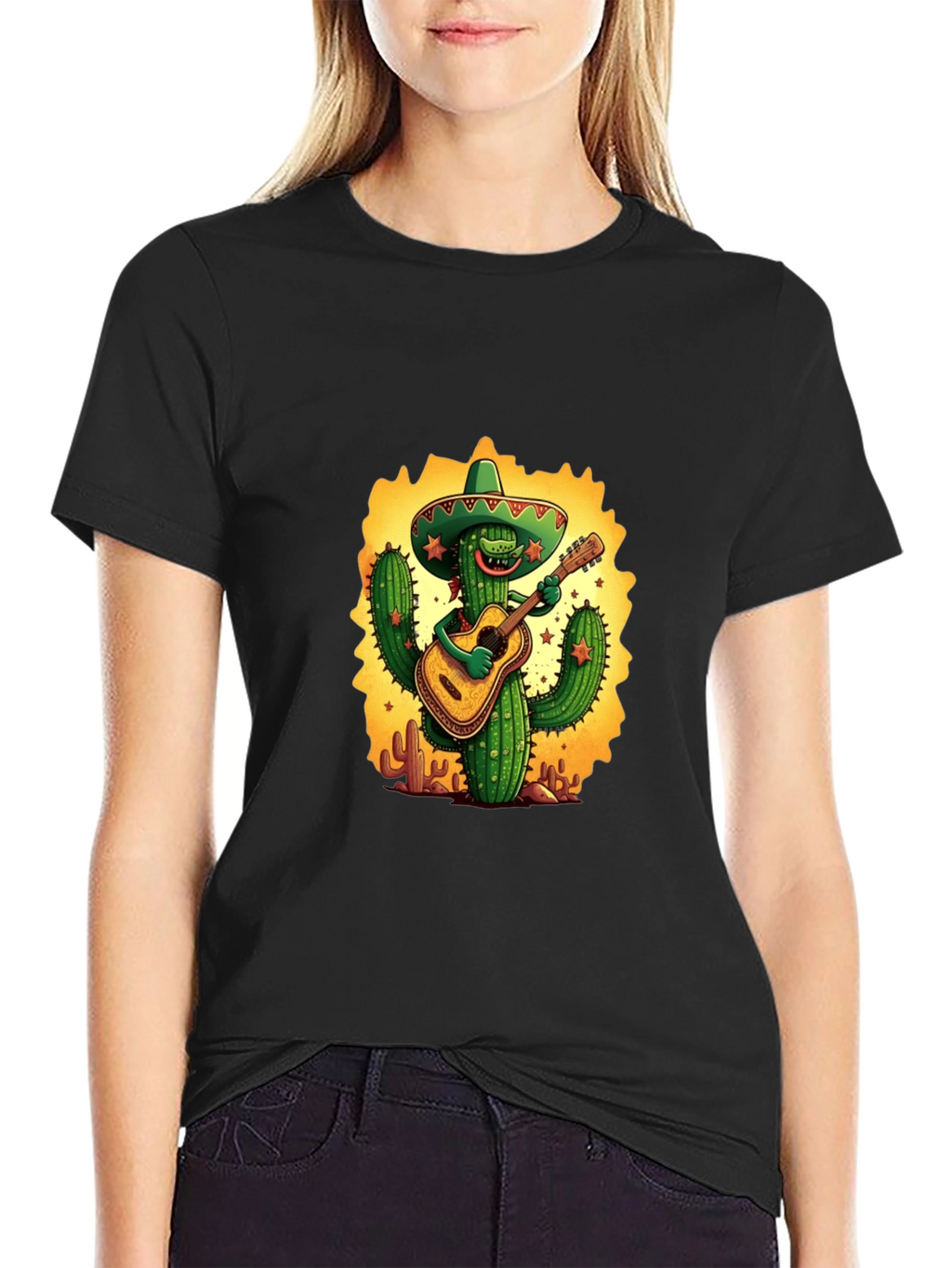 Cactus Guitarist Graphic Tee - Black T-Shirt