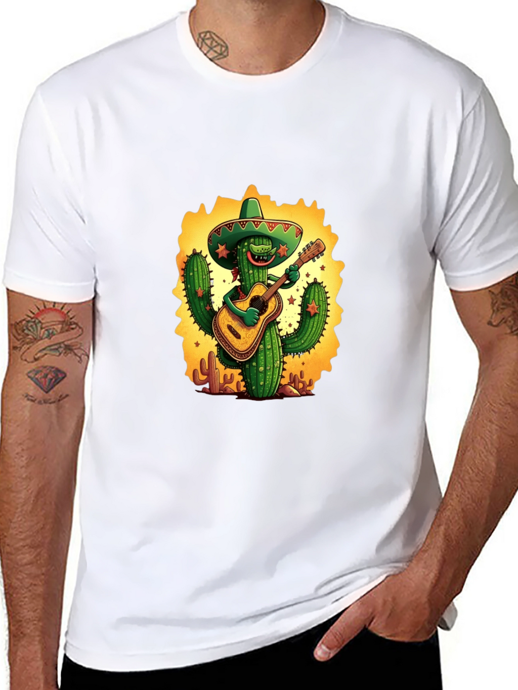 Cactus Guitarist Graphic Tee - Black T-Shirt