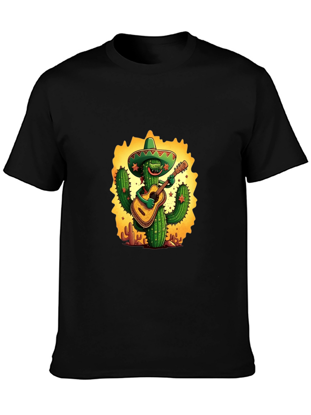 Cactus Guitarist Graphic Tee - Black T-Shirt