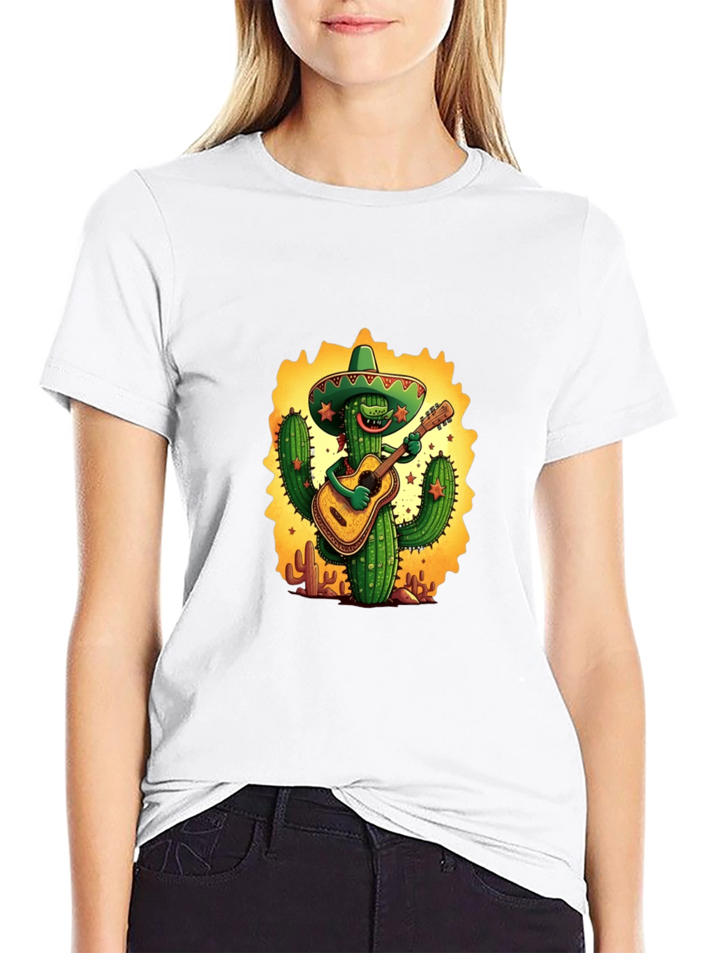 Cactus Guitarist Graphic Tee - Black T-Shirt