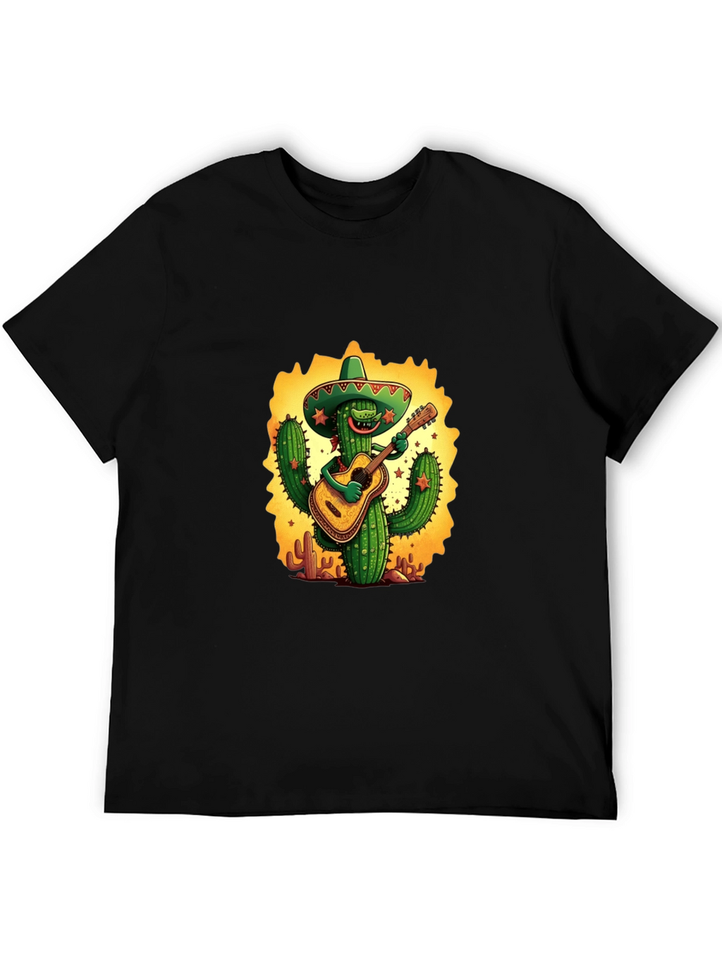 Cactus Guitarist Graphic Tee - Black T-Shirt
