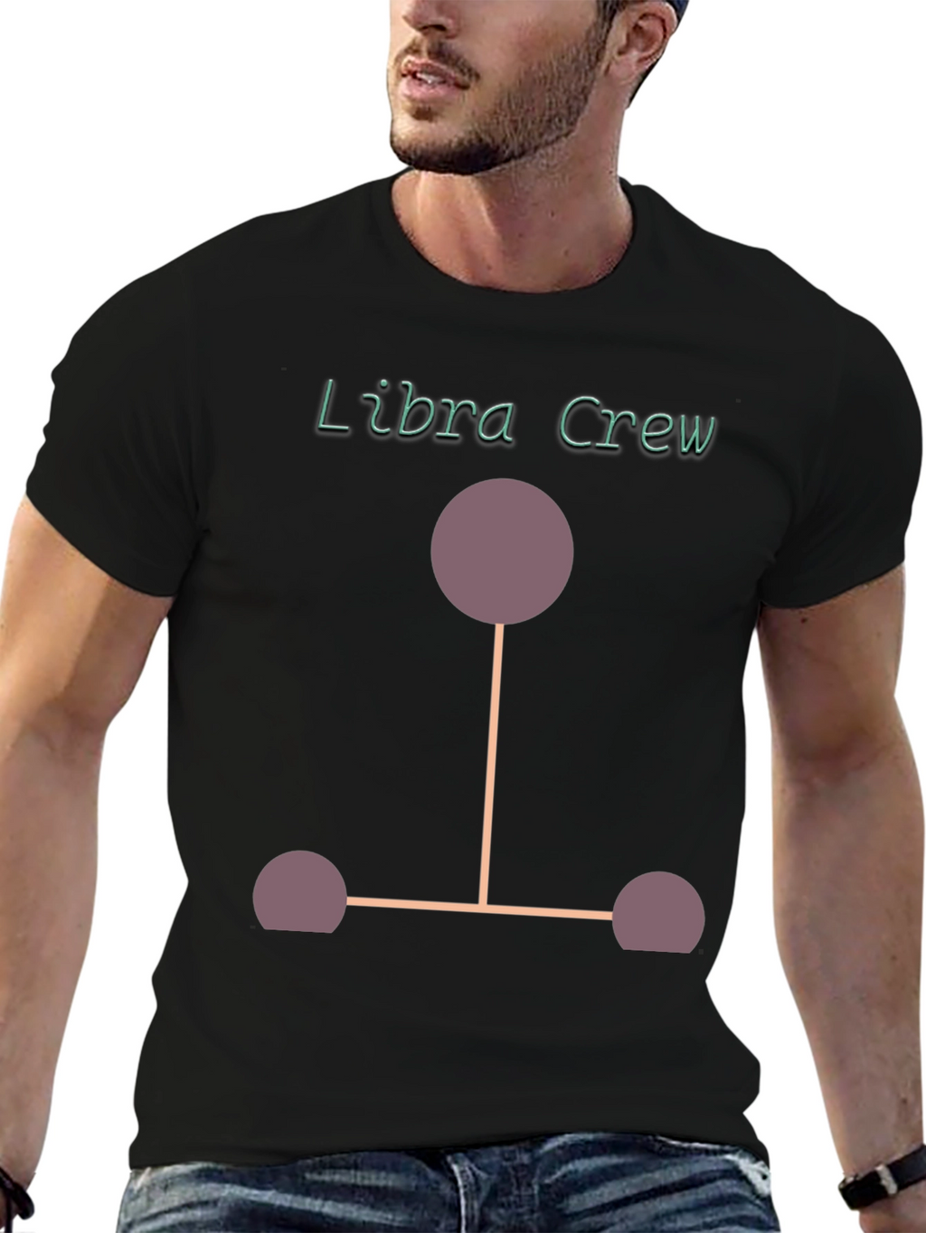 Libra Crew Graphic T-Shirt - Black Cotton Blend