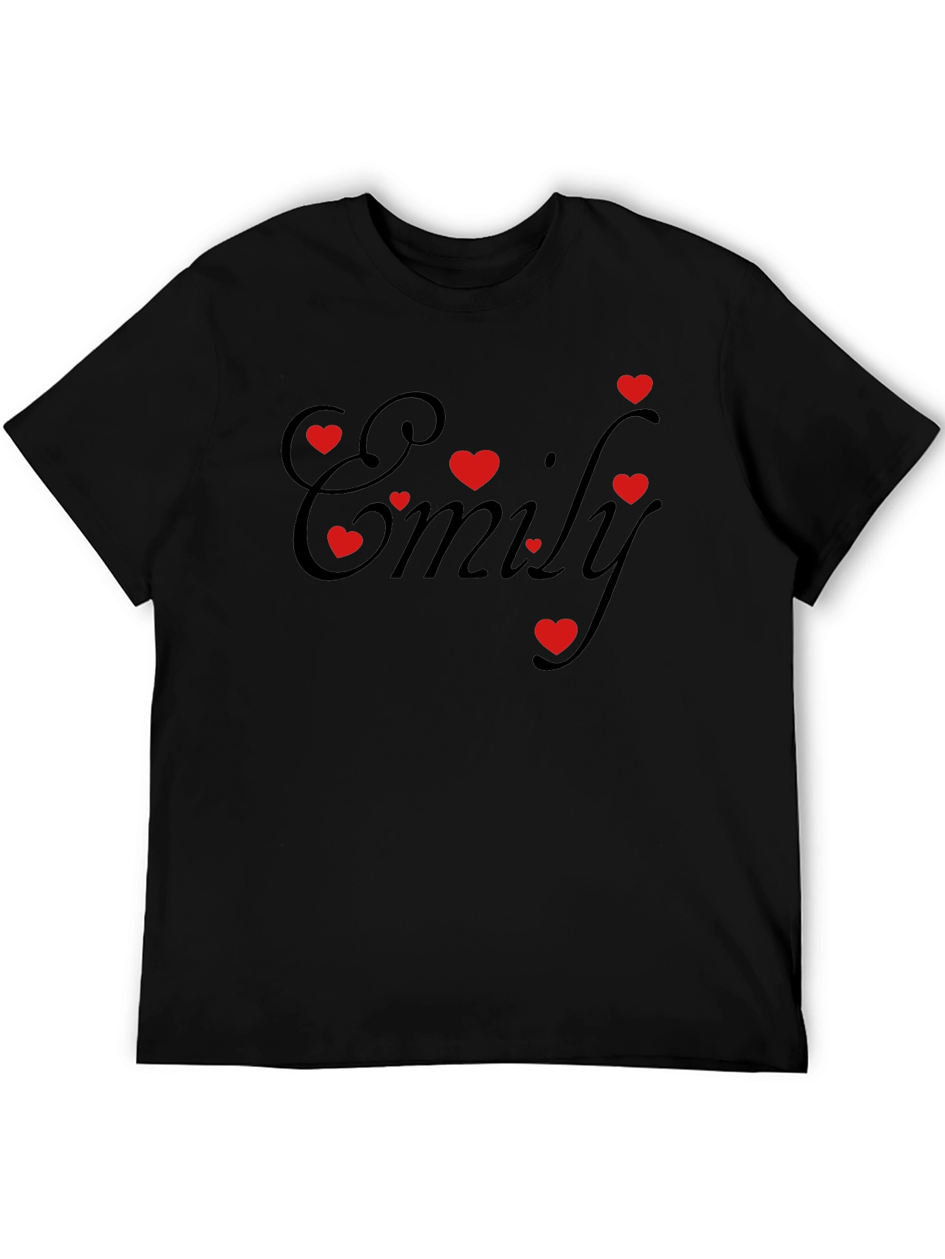 Emily Heart Graphic Tee - Black Cotton Casual Shirt
