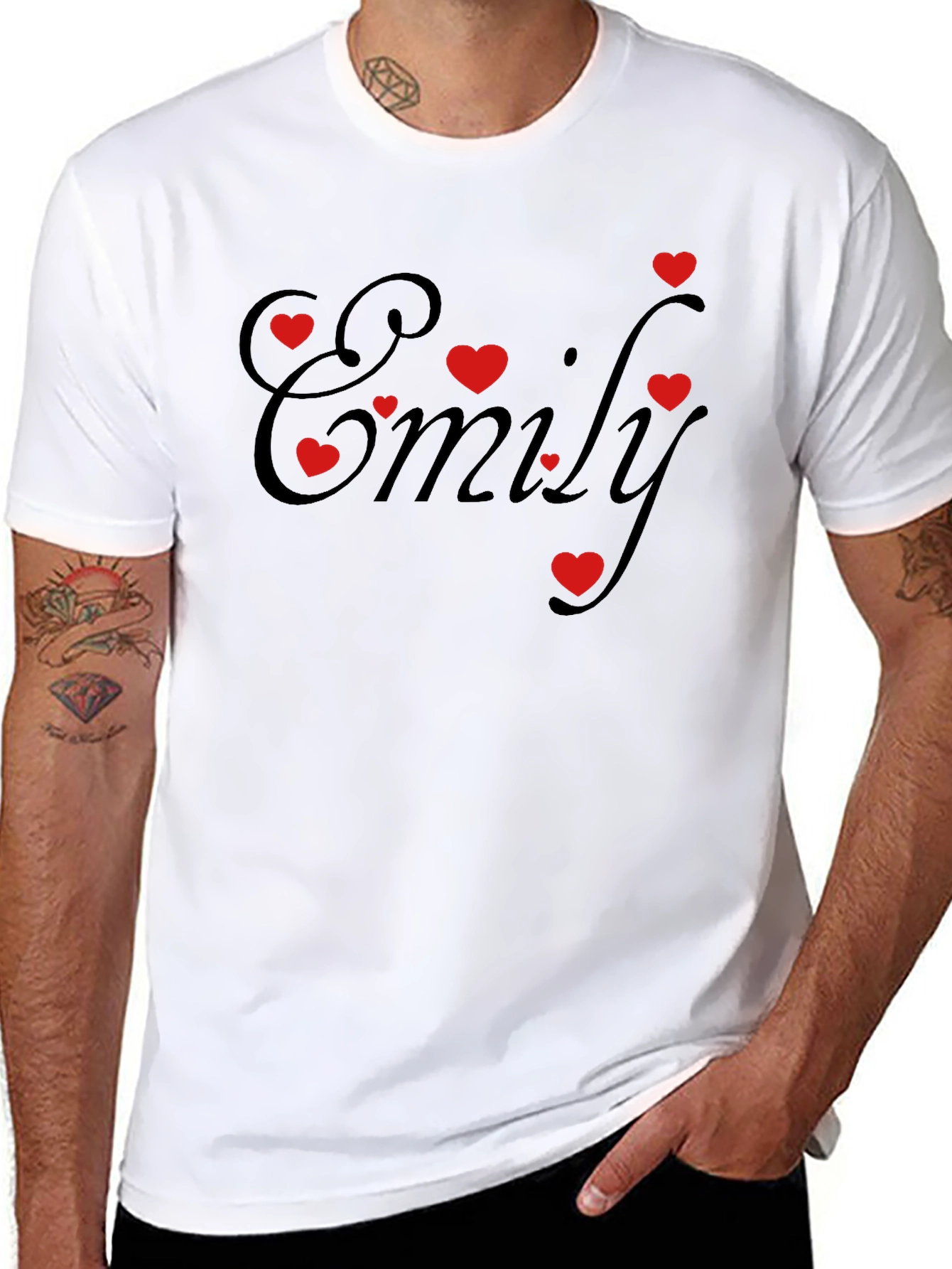 Emily Heart Graphic Tee - Black Cotton Casual Shirt