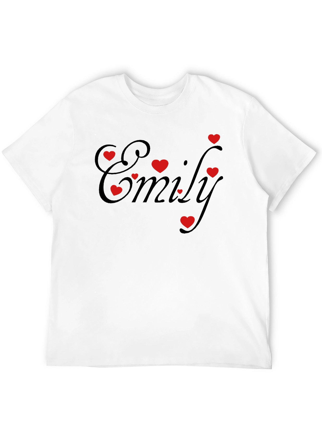 Emily Heart Graphic Tee - Black Cotton Casual Shirt