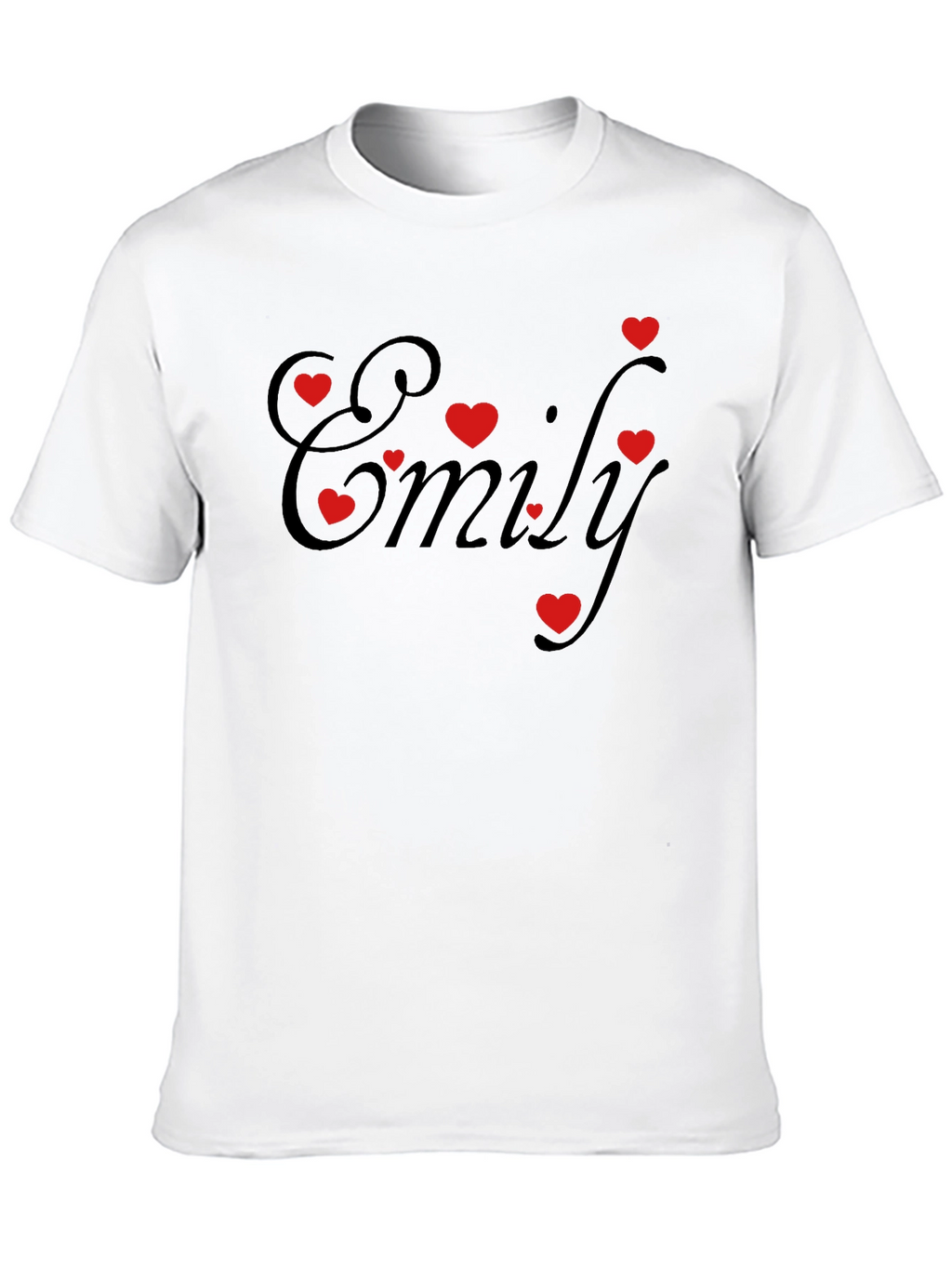 Emily Heart Graphic Tee - Black Cotton Casual Shirt