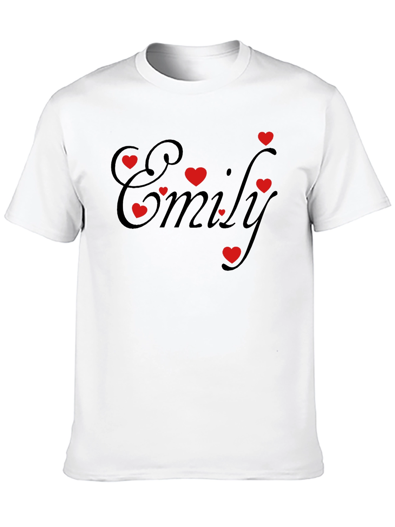 Emily Heart Graphic Tee - Black Cotton Casual Shirt